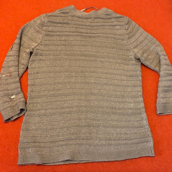 Charter Club vintage cream and gold sequins V-neck ribbed sweater EUC - Picture 6 of 7